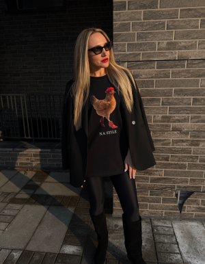 Футболка с принтом «Курица», чёрный