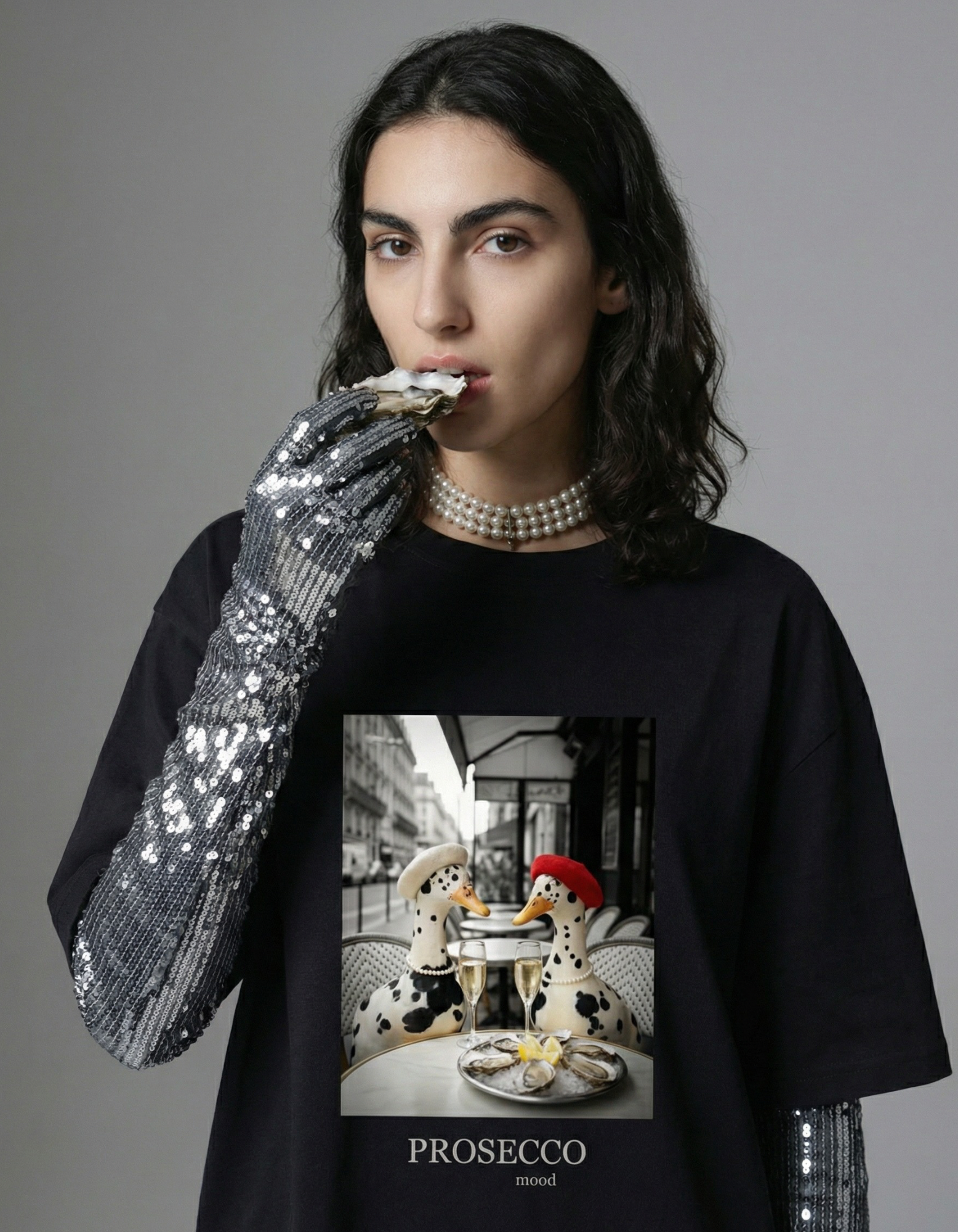 Футболка с принтом «Prosecco mood», чёрный