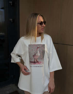 Футболка с принтом «Bez tormozov», молочный